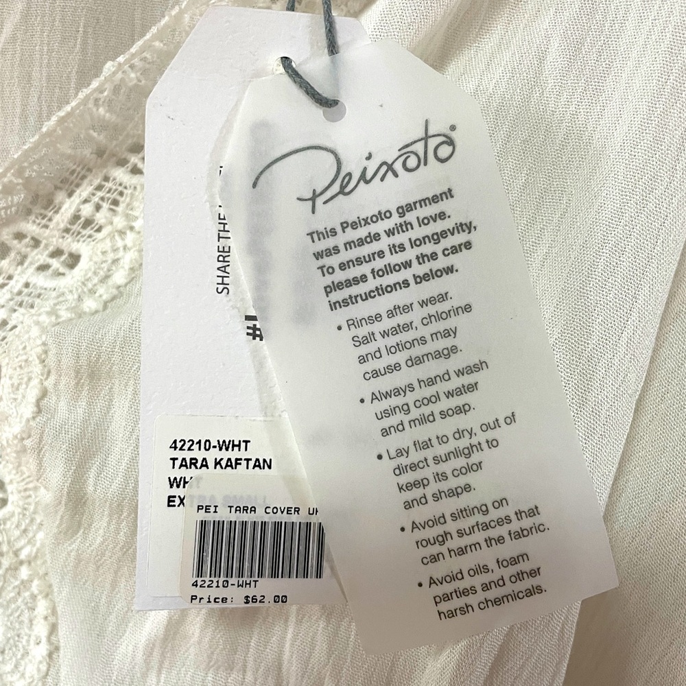 NWT Peixoto Tara White Sheer Lace Kaftan Coverup Sz XS - Picture 5 of 7